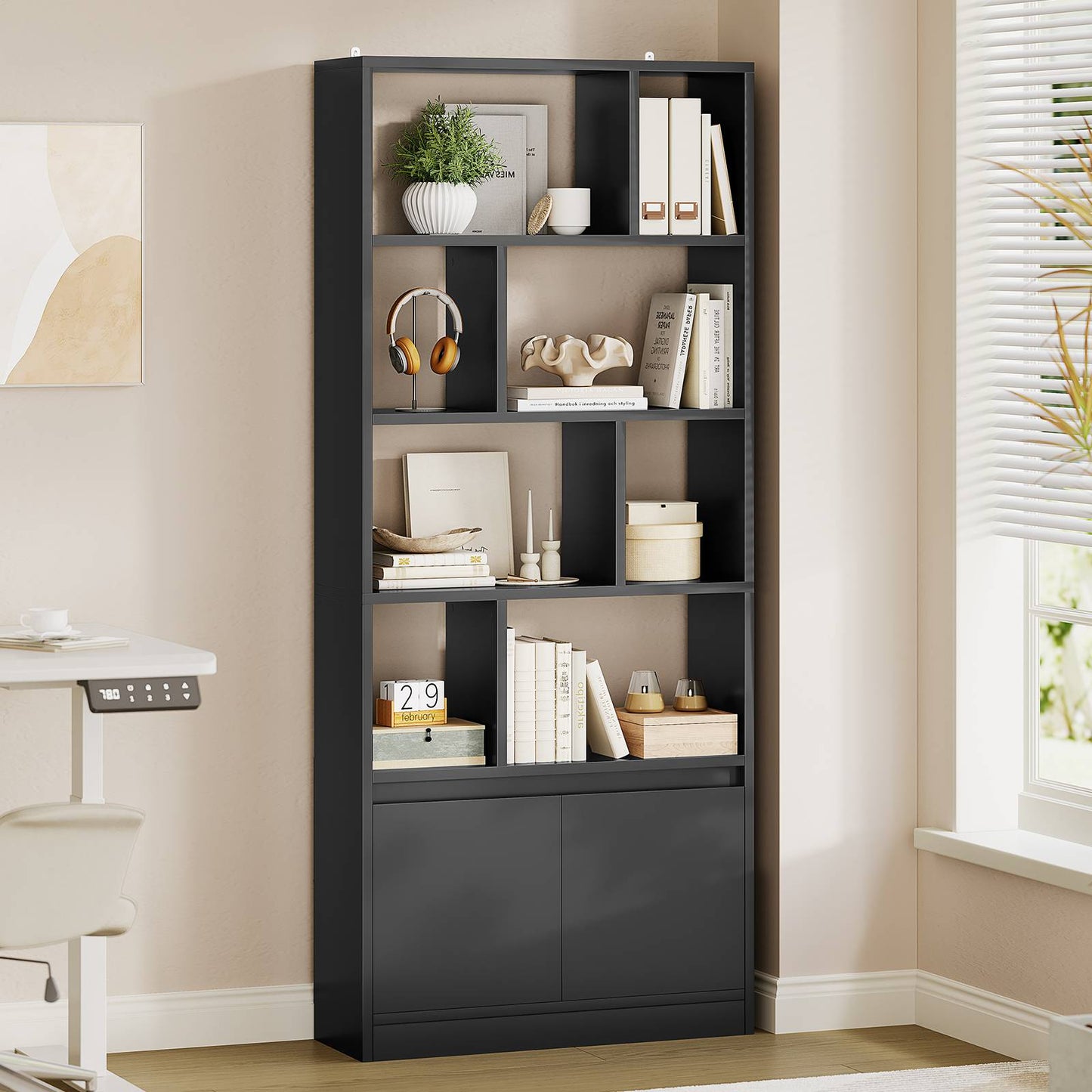 Bibliothèque Étagère à 6 Niveaux Cloison Séparateur Présentoir Meuble de Rangement avec 12 Compartiments Ouverts pour Salon Chambre Bureau 24 x 60 x 173 cm Blanc