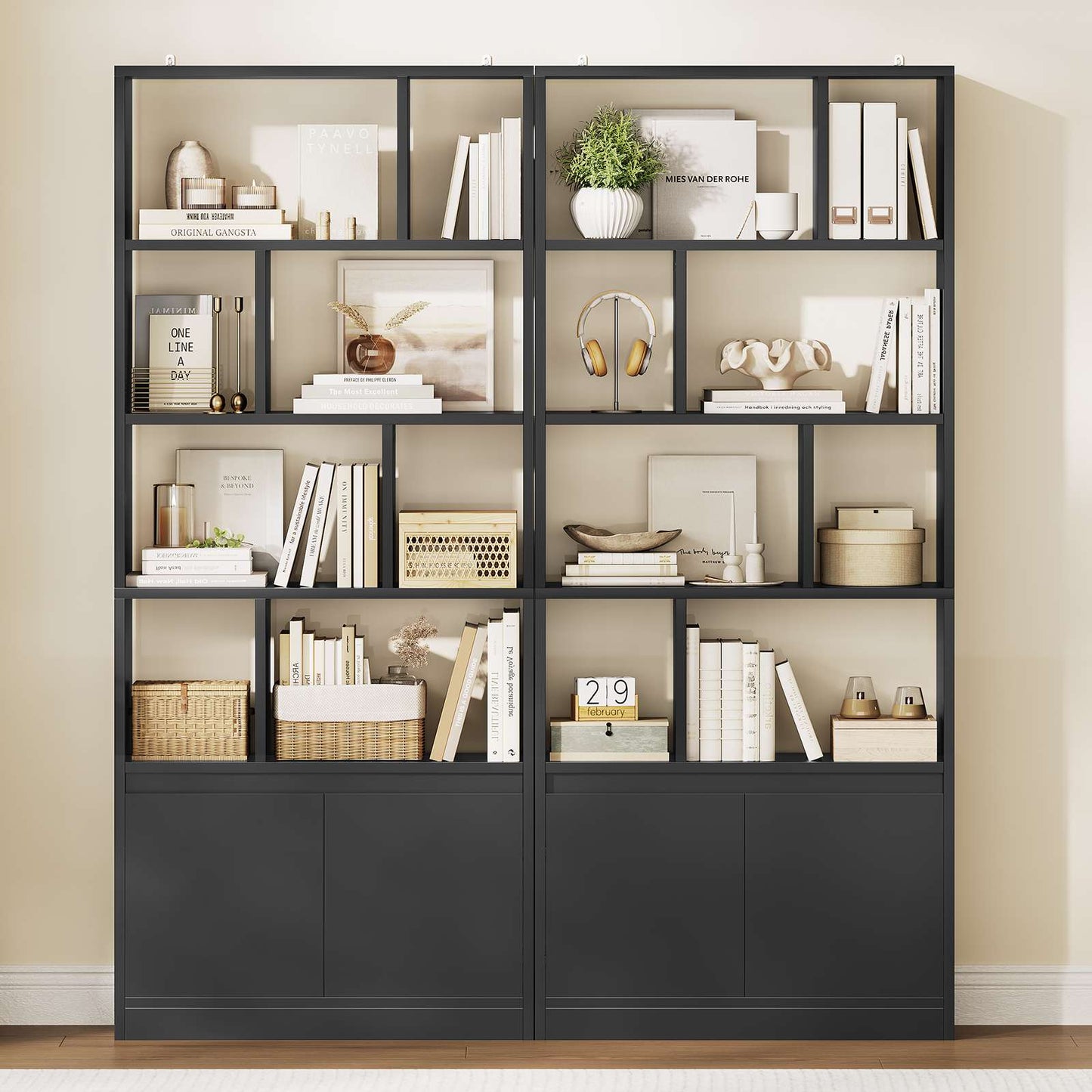 Bibliothèque Étagère à 6 Niveaux Cloison Séparateur Présentoir Meuble de Rangement avec 12 Compartiments Ouverts pour Salon Chambre Bureau 24 x 60 x 173 cm Blanc