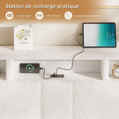 Lit coffre hydraulique AOGLLATI 140 x 200 cm lit double avec éclairage LED et interface USB beige