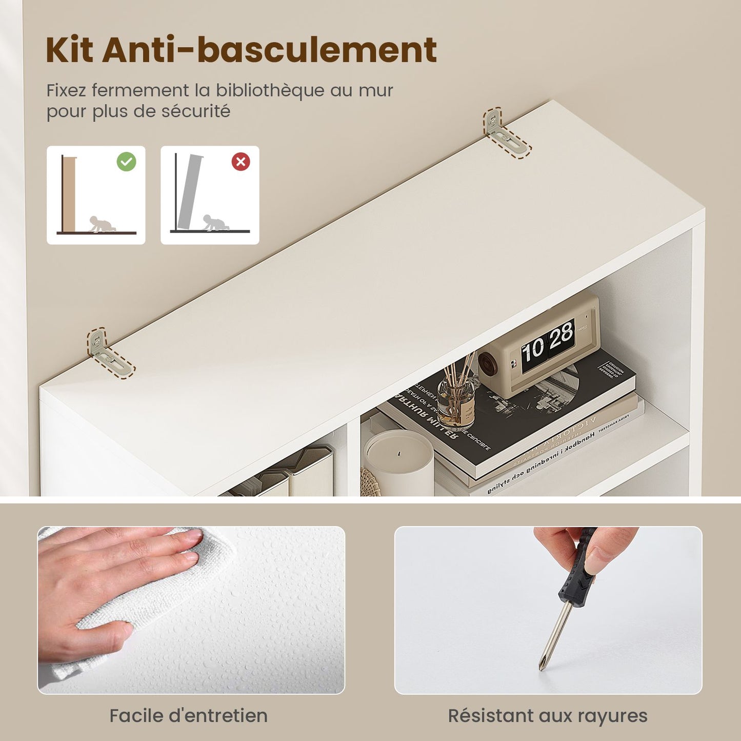 Bibliothèque Étagère à 6 Niveaux Cloison Séparateur Présentoir Meuble de Rangement avec 12 Compartiments Ouverts pour Salon Chambre Bureau 24 x 60 x 173 cm Blanc