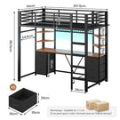 Le lit mezzanine AOGLLATI 90x200 est équipé d'un éclairage LED intelligent et d'une prise électrique Il comprend un bureau de 35x200 cm 6 tiroirs extra-larges et 4 étagères