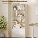 Bibliothèque Étagère à 6 Niveaux Cloison Séparateur Présentoir Meuble de Rangement avec 12 Compartiments Ouverts pour Salon Chambre Bureau 24 x 60 x 173 cm Blanc