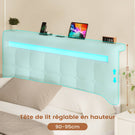 Lit coffre AOGLLATI 140x190 cm avec LED et interface USB lit double rembourré rangement hydraulique tête de lit réglable en hauteur