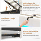 Lit coffre hydraulique AOGLLATI 140 x 200 cm lit double avec éclairage LED et interface USB beige