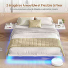Lit double AOGLLATI 160 x 200 équipé de 2 tablettes de chevet d'un sommier métallique de plusieurs prises électriques et d'un éclairage LED