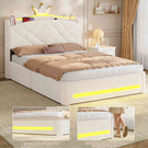 Lit double AOGLLATI design en forme de couronne lit coffre avec tête de lit rembourrée Convient aux matelas jusqu'à 140 x 190 cm