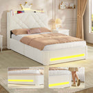 Lit  AOGLLATI design en forme de couronne lit coffre avec tête de lit rembourrée Convient aux matelas jusqu'à 90 x 200 cm