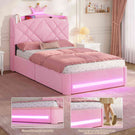 Lit  AOGLLATI design en forme de couronne lit coffre avec tête de lit rembourrée Convient aux matelas jusqu'à 90 x 200 cm