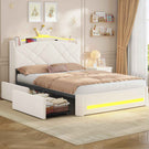 Lit double AOGLLATI design en forme de couronne lit coffre avec tête de lit rembourrée Convient aux matelas jusqu'à 140 x 190 cm