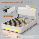 Lit double AOGLLATI design en forme de couronne lit coffre avec tête de lit rembourrée Convient aux matelas jusqu'à 140 x 200 cm