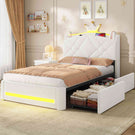 Lit  AOGLLATI design en forme de couronne lit coffre avec tête de lit rembourrée Convient aux matelas jusqu'à 90 x 200 cm