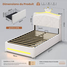 Lit  AOGLLATI design en forme de couronne lit coffre avec tête de lit rembourrée Convient aux matelas jusqu'à 90 x 200 cm