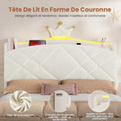 Lit double AOGLLATI design en forme de couronne lit coffre avec tête de lit rembourrée Convient aux matelas jusqu'à 140 x 190 cm