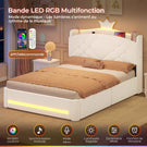 Lit double AOGLLATI design en forme de couronne lit coffre avec tête de lit rembourrée Convient aux matelas jusqu'à 140 x 190 cm