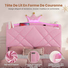 Lit  AOGLLATI design en forme de couronne lit coffre avec tête de lit rembourrée Convient aux matelas jusqu'à 90 x 200 cm