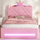 Lit  AOGLLATI design en forme de couronne lit coffre avec tête de lit rembourrée Convient aux matelas jusqu'à 90 x 200 cm