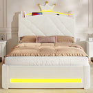 Lit  AOGLLATI design en forme de couronne lit coffre avec tête de lit rembourrée Convient aux matelas jusqu'à 90 x 200 cm