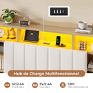 Lit coffre AOGLLATI 160x200 avec 4 grands tiroirs, lit double en lin gris avec tête de lit de rangement éclairage LED et station de recharge