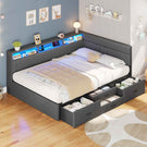 Canapé-lit AOGLLATI 140x200mm avec éclairage LED et prise électrique lit double 4 tiroirs tête de lit interchangeable