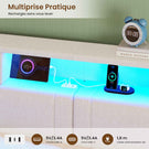 Canapé-lit AOGLLATI 140x200mm avec éclairage LED et prise électrique lit double 4 tiroirs tête de lit interchangeable