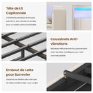 Canapé-lit AOGLLATI 140x200mm avec éclairage LED et prise électrique lit double 4 tiroirs tête de lit interchangeable