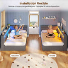 Canapé lit rembourré AOGLLATI 90 x 200 cm lit simple avec éclairage LED et station de recharge 4 tiroirs et cadre de lit rayé