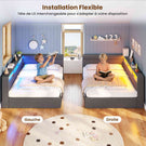 Canapé-lit AOGLLATI 140x200mm avec éclairage LED et prise électrique lit double 4 tiroirs tête de lit interchangeable