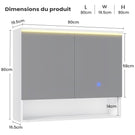 AOGLLATI Meuble Salle de Bain avec Éclairage LED et Prise, 80x19.5x75.5 cm