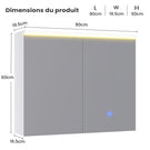 AOGLLATI Meuble de Salle de Bain avec Éclairage LED et Prise, 80x19.5x60 cm