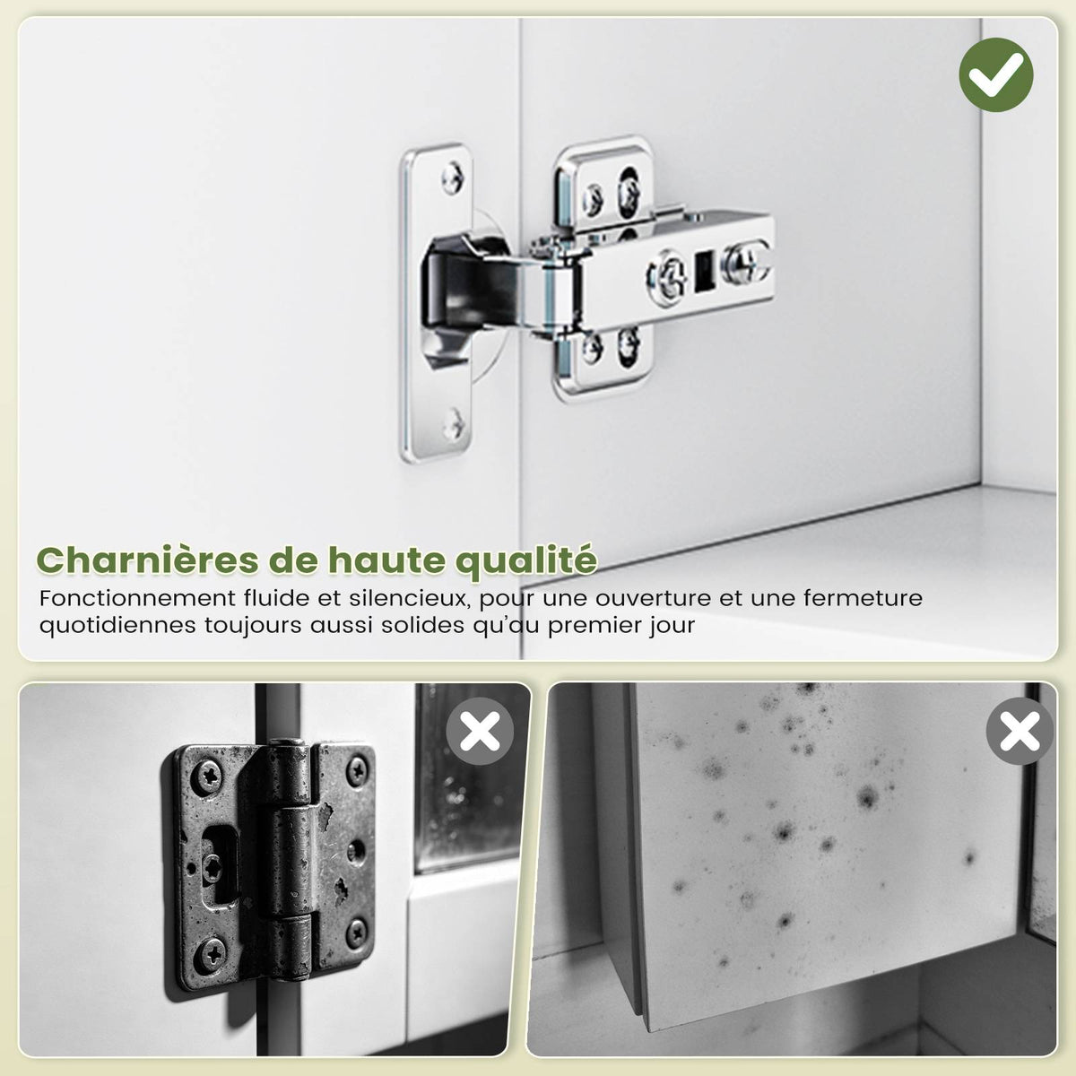 AOGLLATI Meuble de Salle de Bain avec Éclairage LED et Prise, 80x19.5x60 cm