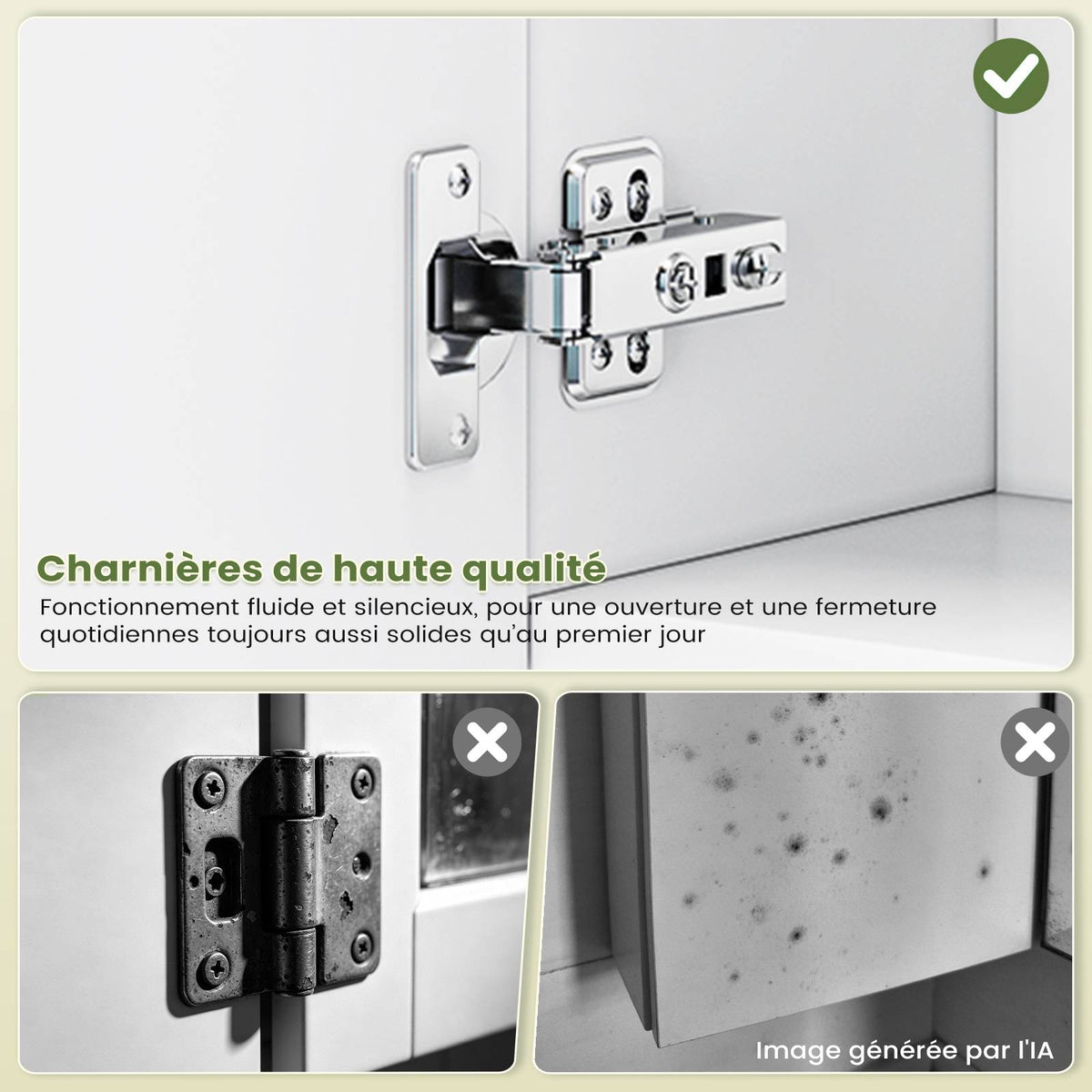 AOGLLATI Meuble Salle de Bain avec Éclairage LED et Prise, 80x19.5x75.5 cm