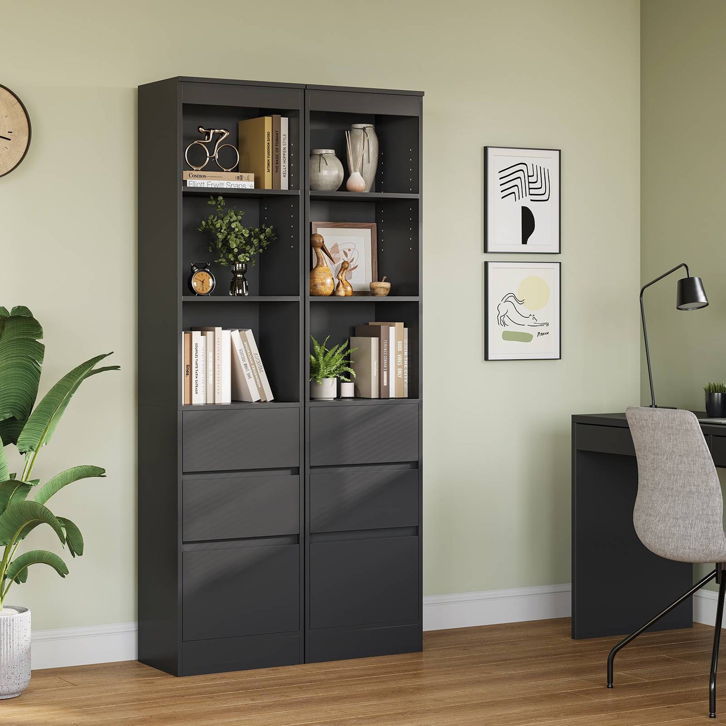 Meuble de rangement pour salle de bain armoire de cuisine haute avec 2 grands tiroirs et 4 étagères colonne de support multifonctionnelle