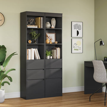 Meuble de rangement pour salle de bain armoire de cuisine haute avec 2 grands tiroirs et 4 étagères colonne de support multifonctionnelle