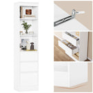 Meuble de rangement pour salle de bain armoire de cuisine haute avec 2 grands tiroirs et 4 étagères colonne de support multifonctionnelle