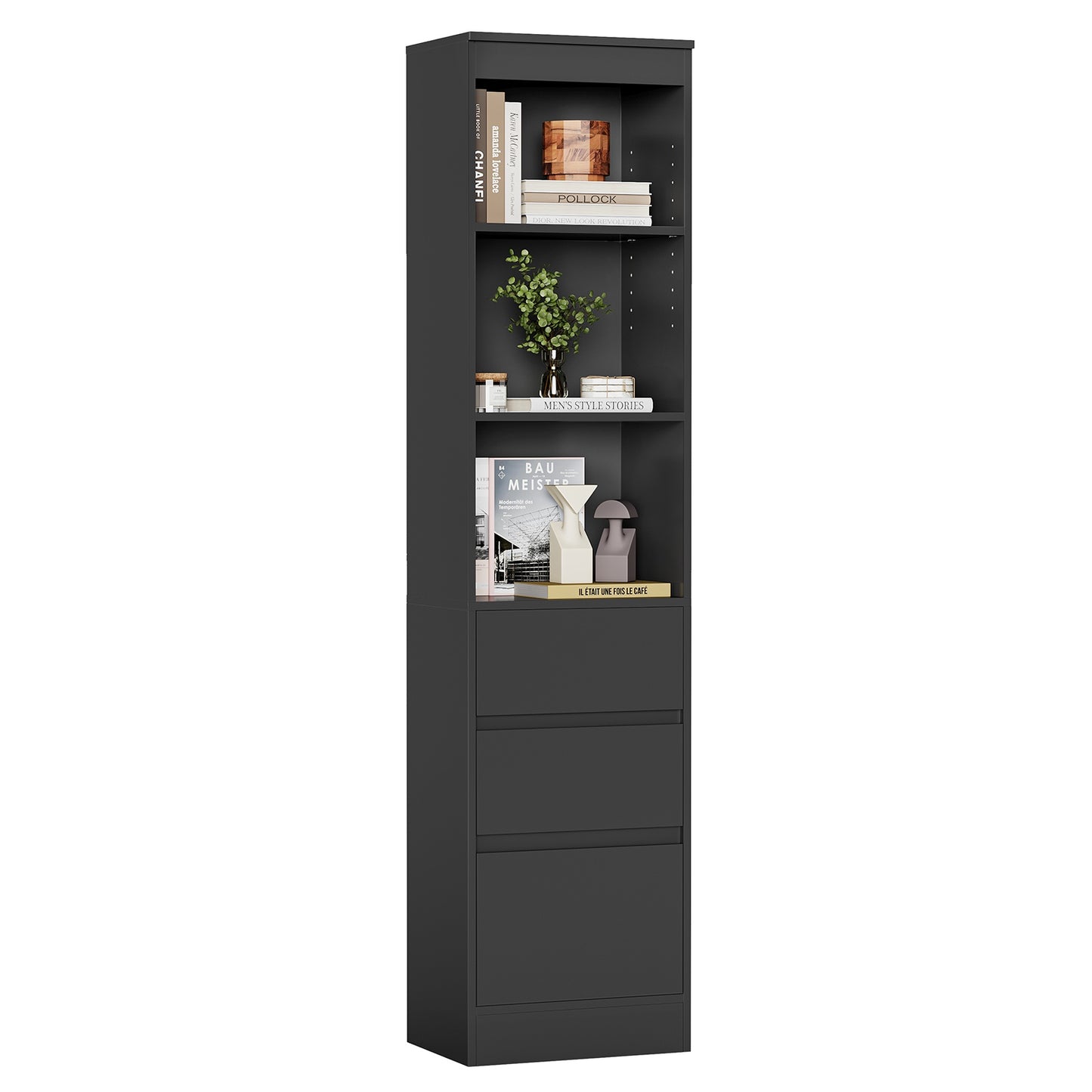 Meuble de rangement pour salle de bain armoire de cuisine haute avec 2 grands tiroirs et 4 étagères colonne de support multifonctionnelle