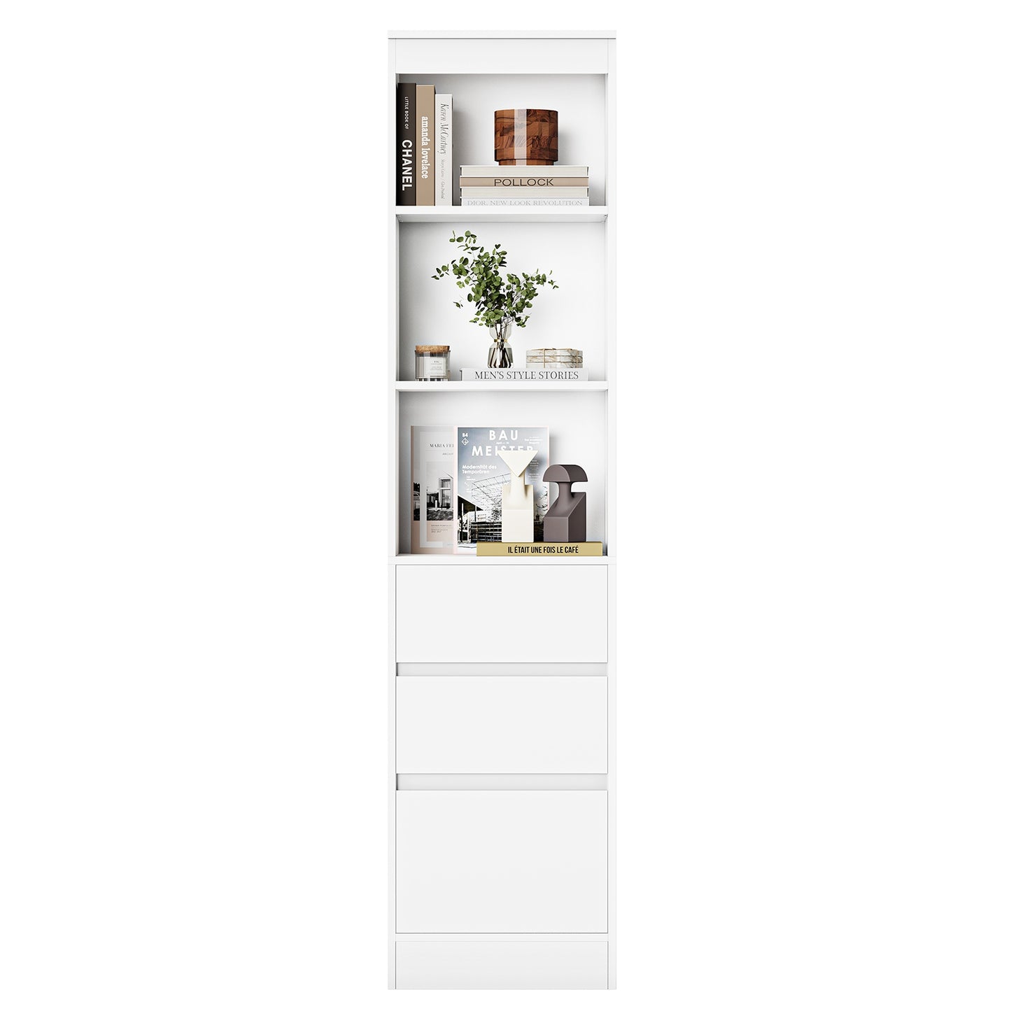 Meuble de rangement pour salle de bain armoire de cuisine haute avec 2 grands tiroirs et 4 étagères colonne de support multifonctionnelle
