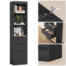 Meuble de rangement pour salle de bain armoire de cuisine haute avec 2 grands tiroirs et 4 étagères colonne de support multifonctionnelle