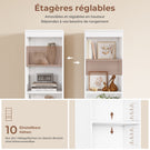 Meuble de rangement pour salle de bain armoire de cuisine haute avec 2 grands tiroirs et 4 étagères colonne de support multifonctionnelle
