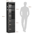 Meuble de rangement pour salle de bain armoire de cuisine haute avec 2 grands tiroirs et 4 étagères colonne de support multifonctionnelle