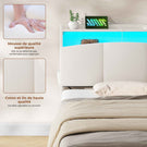 AOGLLATI Lit AOGLLATI 90 × 200 avec rangements équipé d'un éclairage LED et de ports USB tête de lit rembourrée avec compartiments de rangement séparés lit double à réglage hydraulique