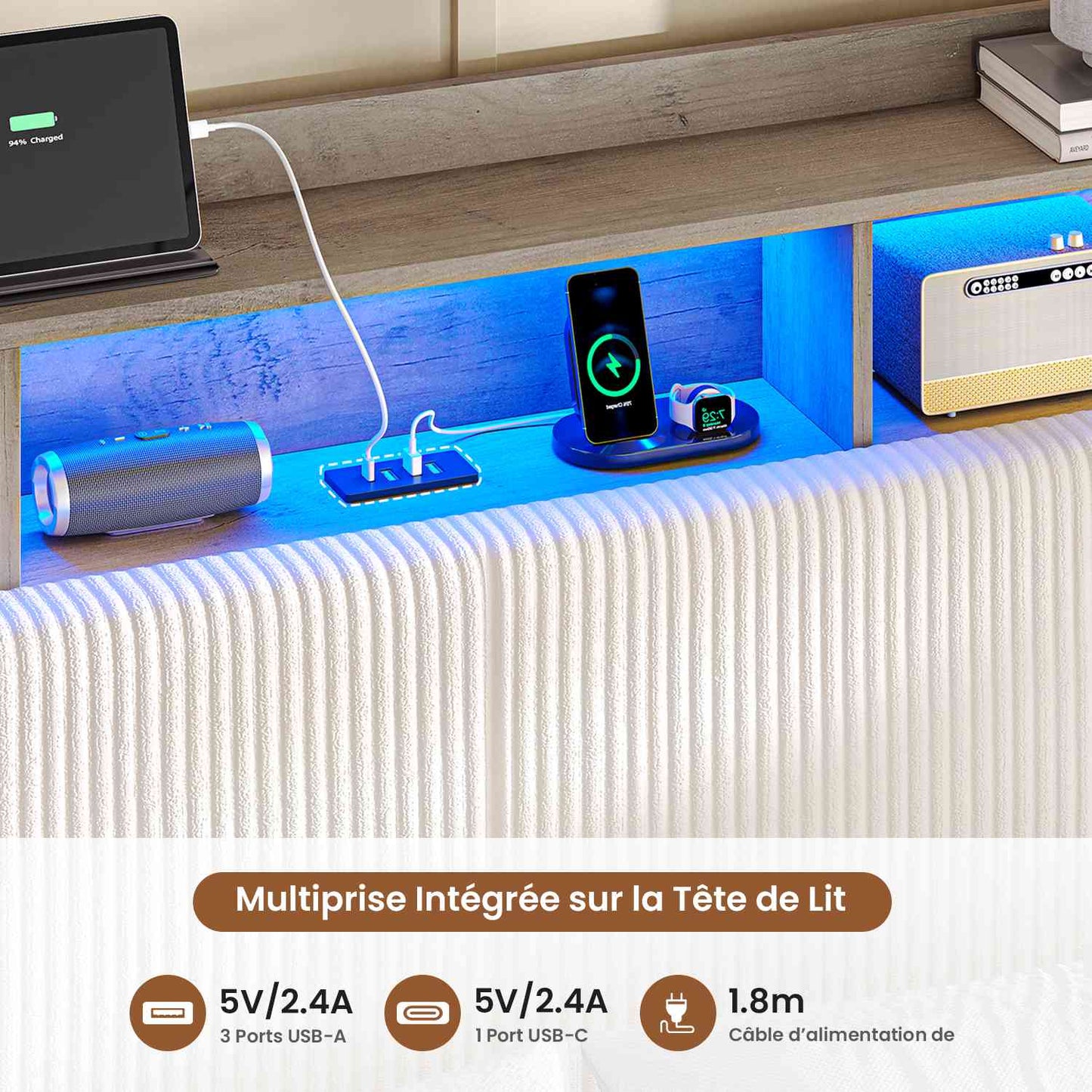 AOGLLATI Lit Flottant 140 x 190 avec sommier