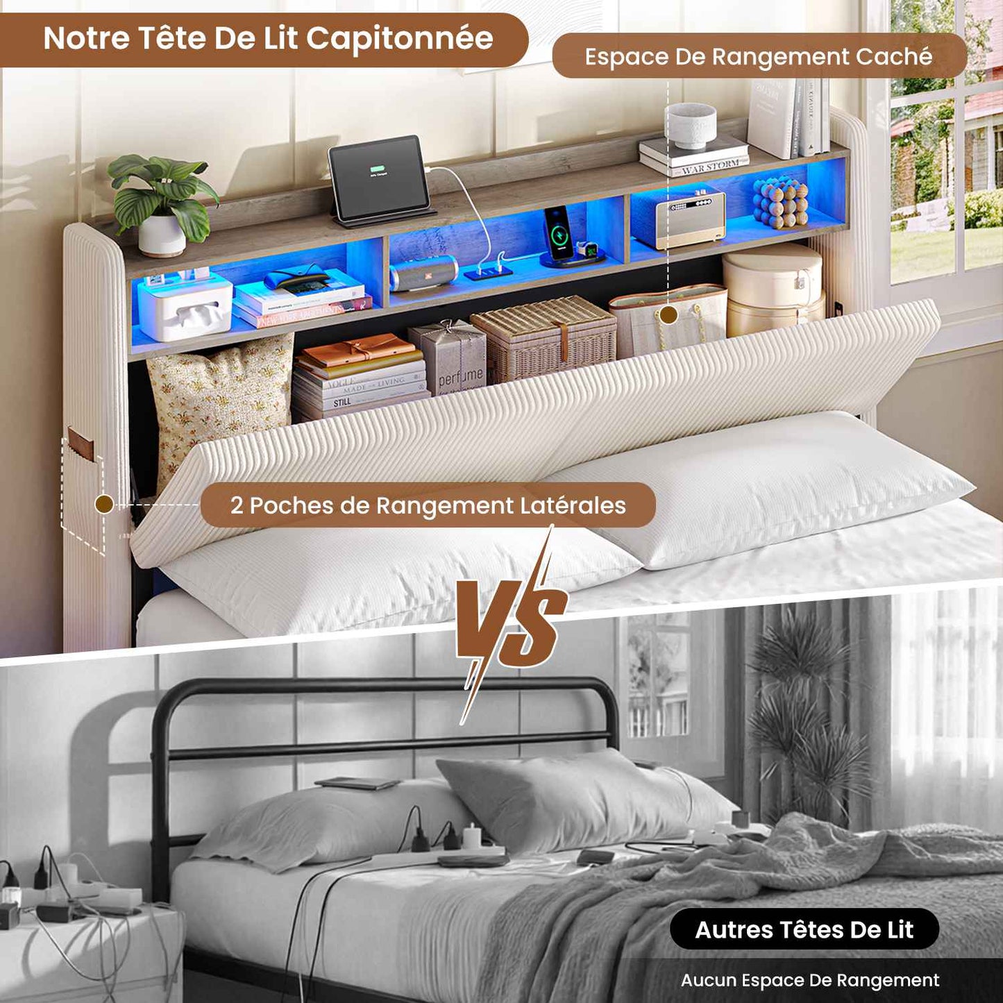 AOGLLATI Lit Flottant 160 x 200 avec sommier