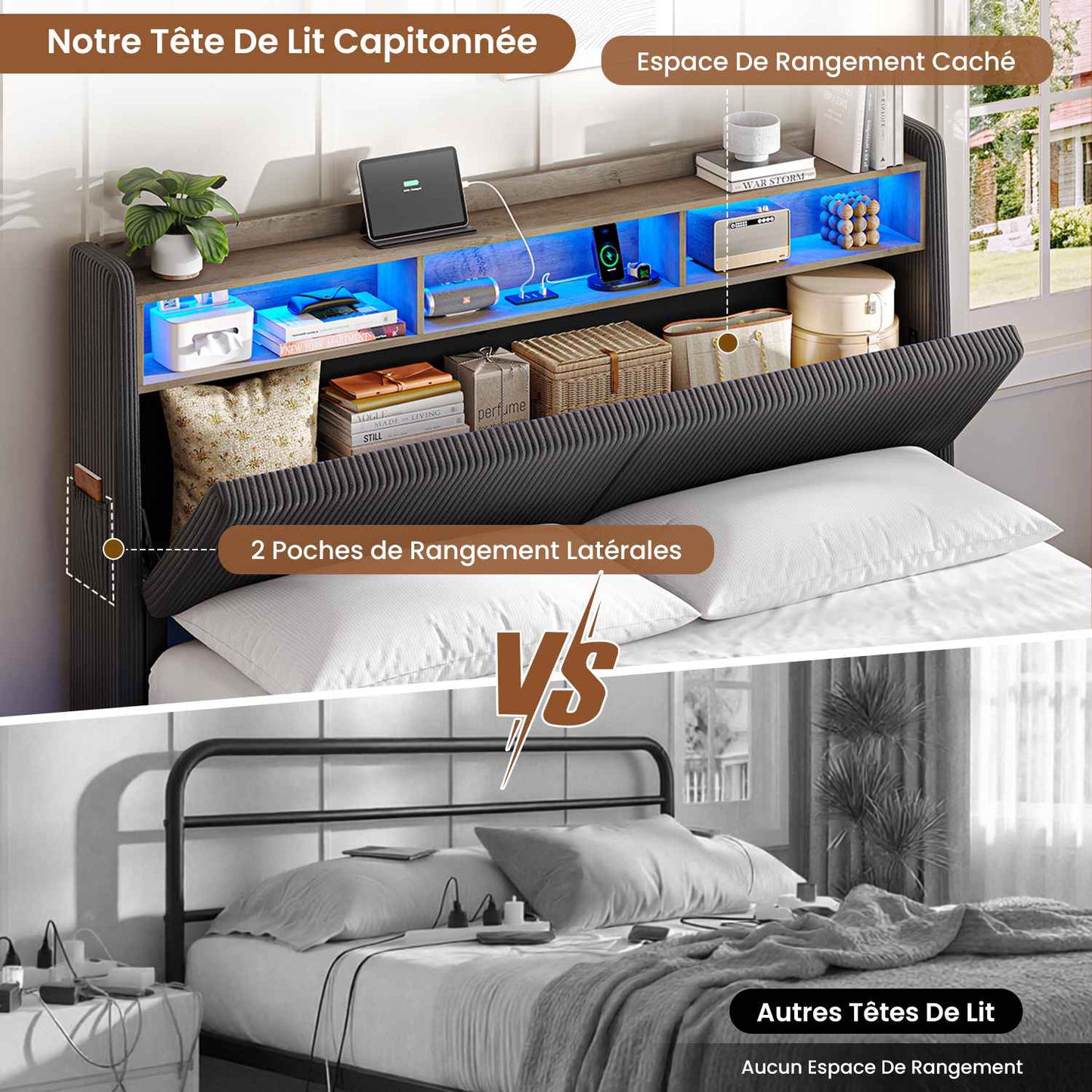 AOGLLATI Lit Flottant 160 x 200 avec sommier