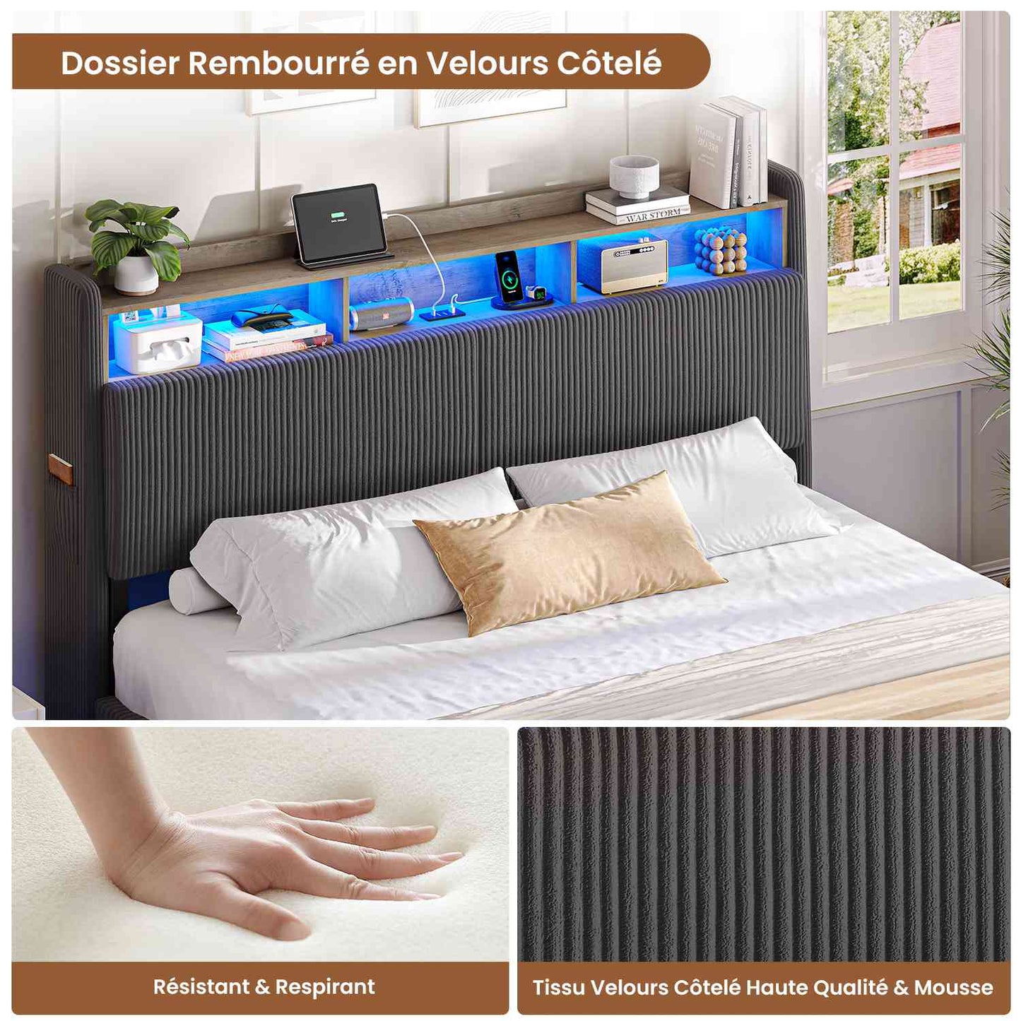 AOGLLATI Lit Flottant 160 x 200 avec sommier