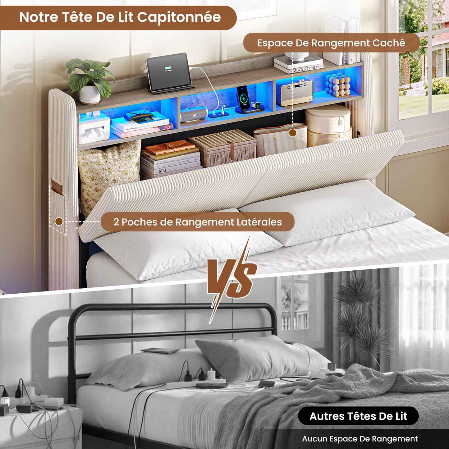 AOGLLATI Lit Flottant 140 x 190 avec sommier
