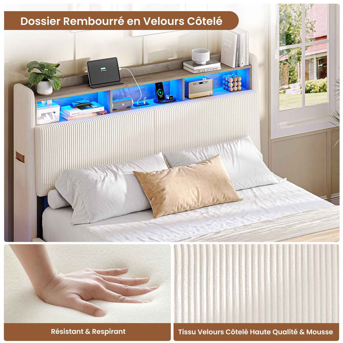 AOGLLATI Lit Flottant 140 x 190 avec sommier