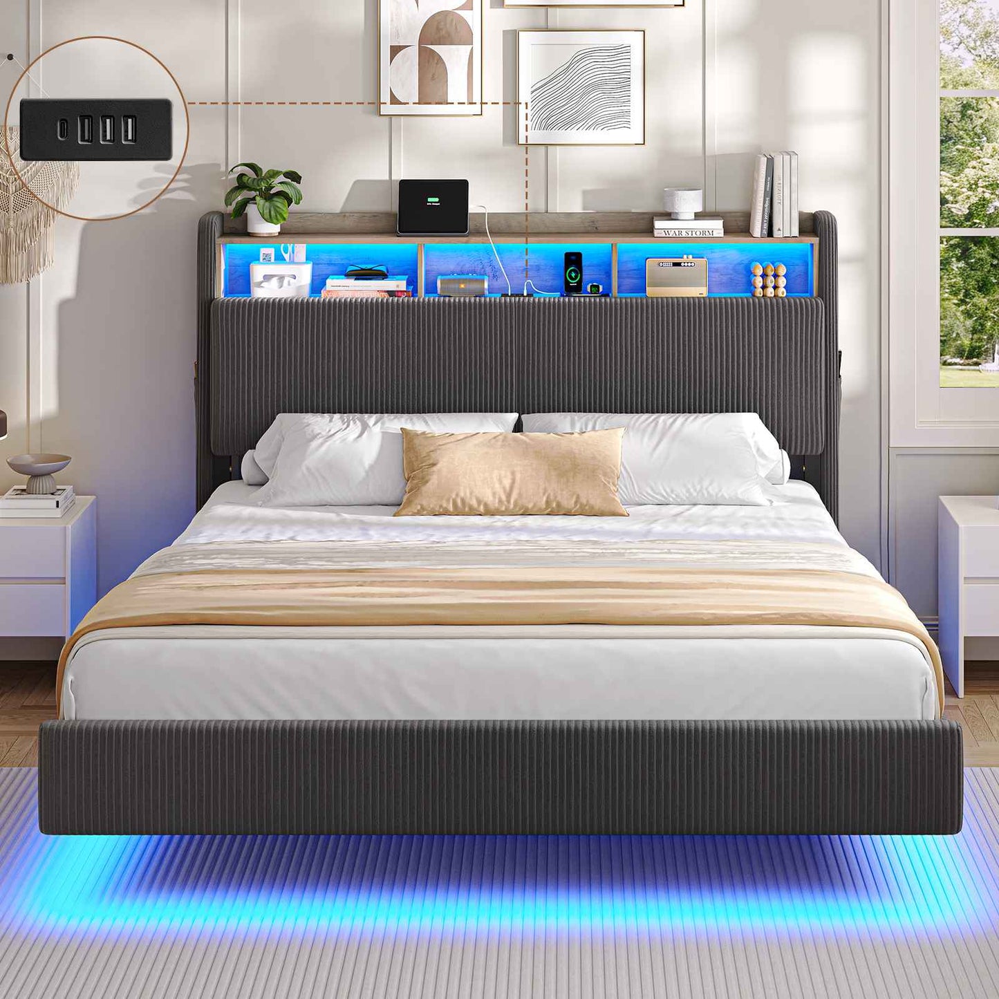AOGLLATI Lit Flottant 160 x 200 avec sommier
