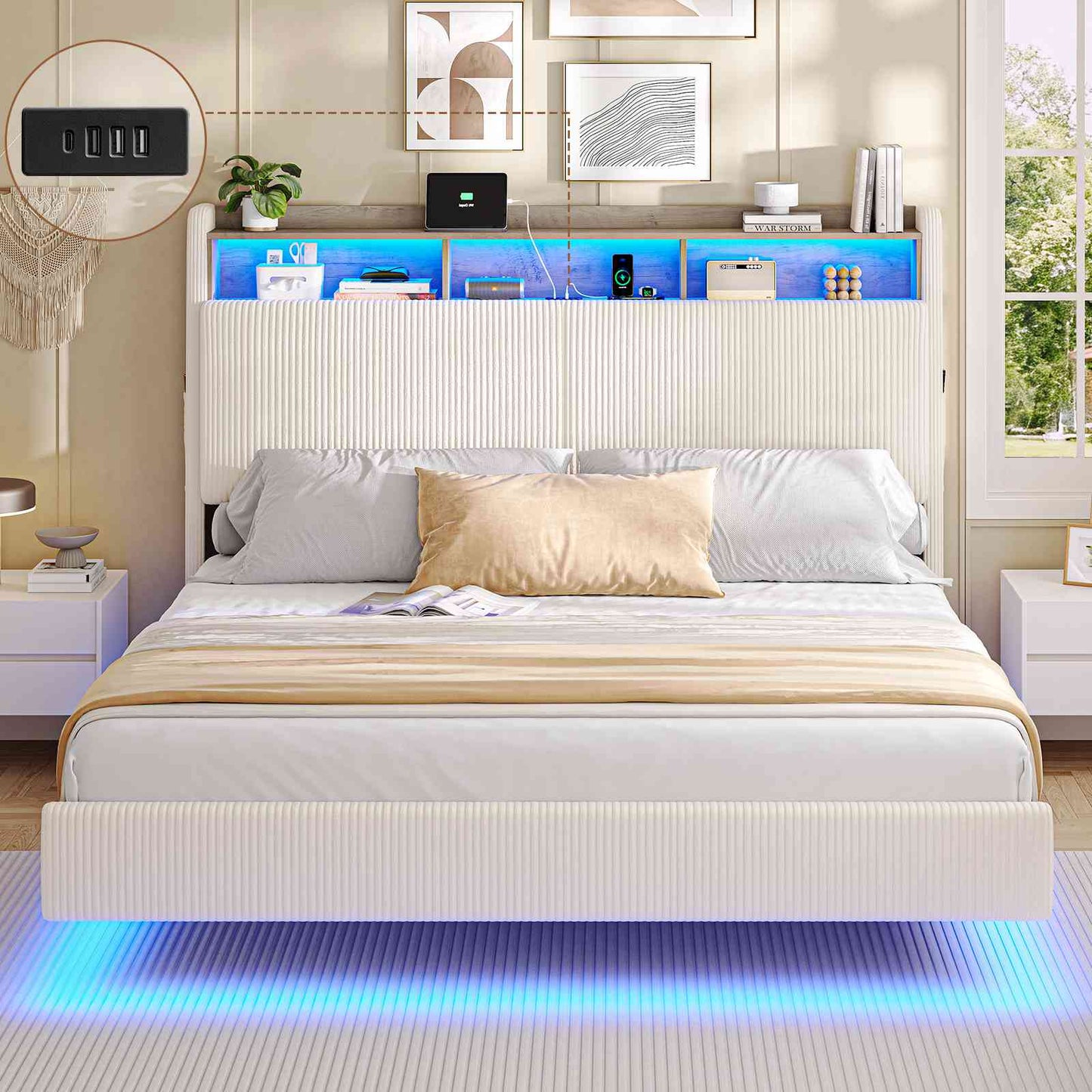 AOGLLATI Lit Flottant 180 x 200 avec sommier
