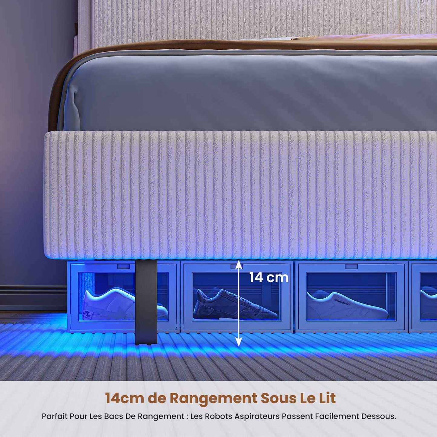 AOGLLATI Lit Flottant 140 x 190 avec sommier
