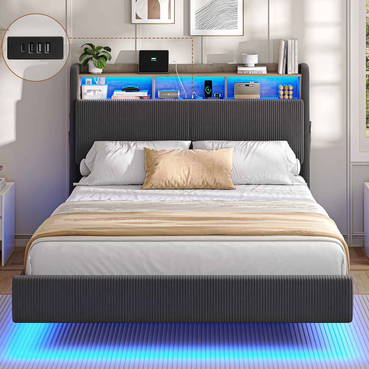 AOGLLATI Lit Flottant 140 x 190 avec sommier